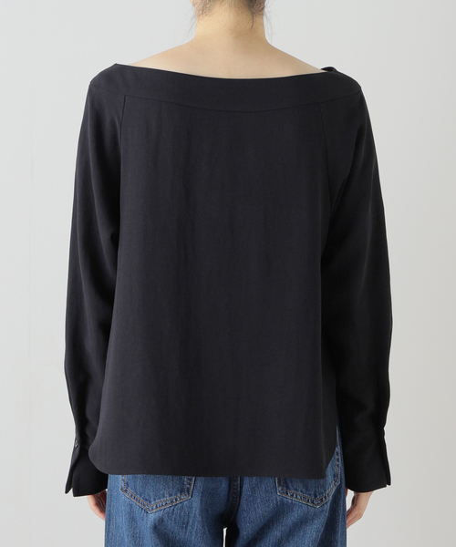 Noble（ノーブル）の「ワイドネックロングカフスブラウス（シャツ/ブラウス・レディース・ホワイト/ネイビー・FREE）」の10枚目の写真