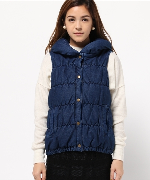 VENCEEXCHANGE（ヴァンスエクスチェンジ）の「カットデニム中綿ベスト             （ダウンベスト・レディース・ダークブルー/ブルー・MEDIUM/LARGE）」の3枚目の写真