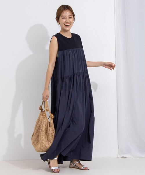 NOLLEY’S（ノーリーズ）の「接触冷感/撥水ストレッチ ティアードワンピース（ワンピース・レディース・ネイビー/ブラック・2/1）」の10枚目の写真