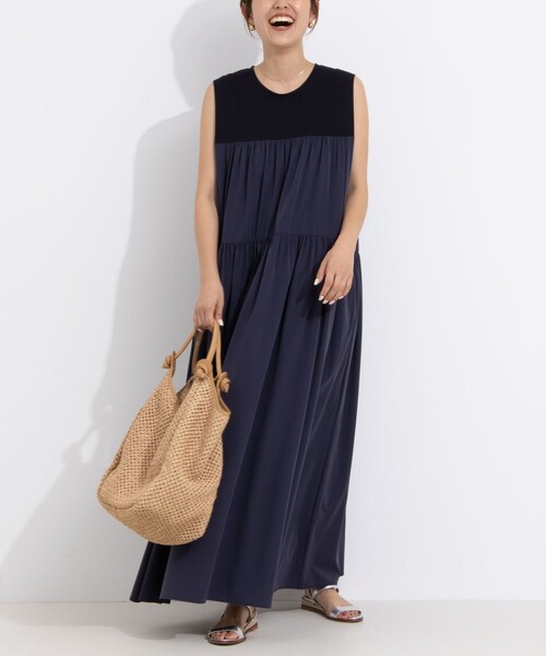NOLLEY’S（ノーリーズ）の「接触冷感/撥水ストレッチ ティアードワンピース（ワンピース・レディース・ネイビー/ブラック・2/1）」の16枚目の写真