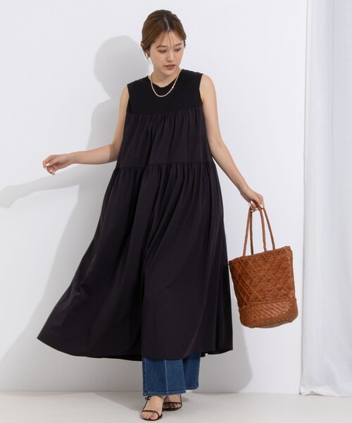 NOLLEY’S（ノーリーズ）の「接触冷感/撥水ストレッチ ティアードワンピース（ワンピース・レディース・ネイビー/ブラック・2/1）」の18枚目の写真