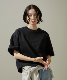 SALON adam et rope' | クロップドハーフスリーブスウェットTシャツ【洗える】(Tシャツ/カットソー)