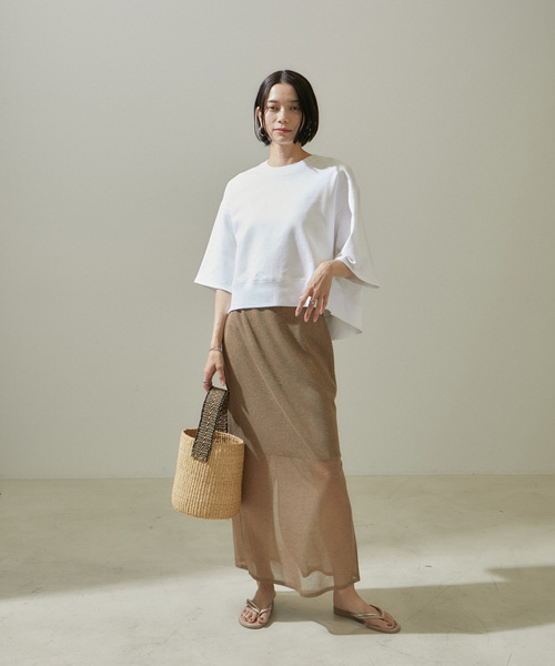 SALON adam et rope'（サロン アダム エ ロペ）の「クロップドハーフスリーブスウェットTシャツ【洗える】（Tシャツ/カットソー・レディース・ホワイト/ブラック・FREE）」の17枚目の写真