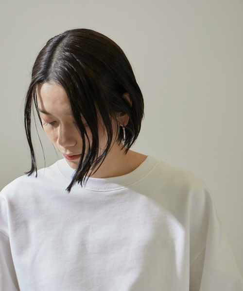 SALON adam et rope'（サロン アダム エ ロペ）の「クロップドハーフスリーブスウェットTシャツ【洗える】（Tシャツ/カットソー・レディース・ホワイト/ブラック・FREE）」の16枚目の写真