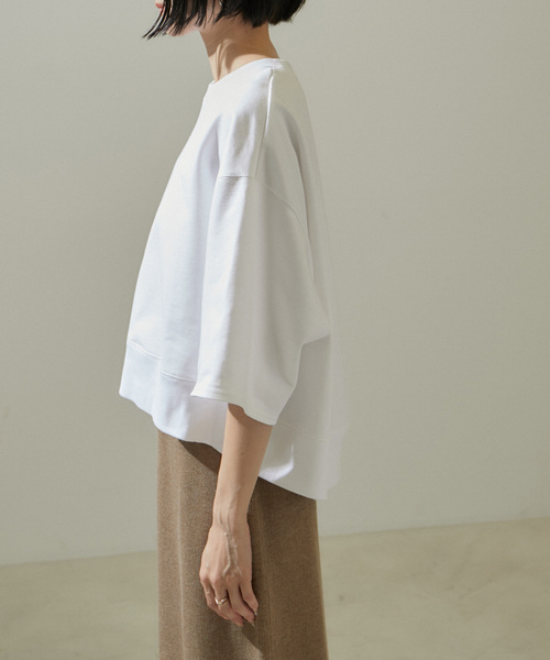 SALON adam et rope'（サロン アダム エ ロペ）の「クロップドハーフスリーブスウェットTシャツ【洗える】（Tシャツ/カットソー・レディース・ホワイト/ブラック・FREE）」の13枚目の写真