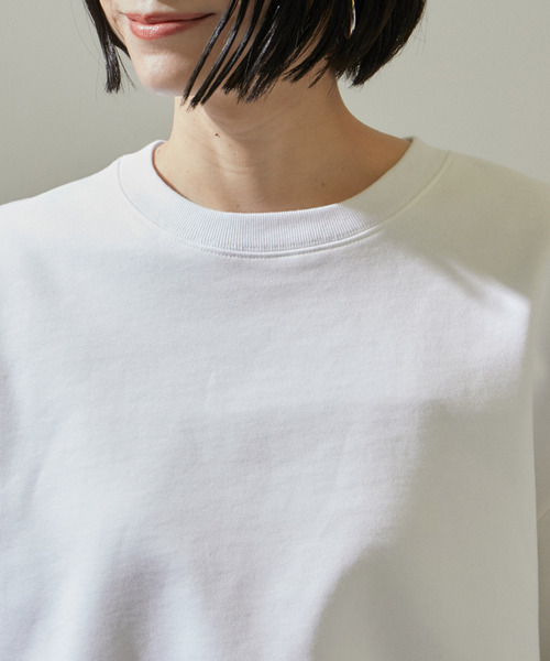 SALON adam et rope'（サロン アダム エ ロペ）の「クロップドハーフスリーブスウェットTシャツ【洗える】（Tシャツ/カットソー・レディース・ホワイト/ブラック・FREE）」の11枚目の写真
