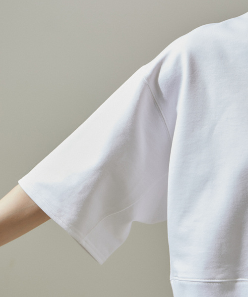 SALON adam et rope'（サロン アダム エ ロペ）の「クロップドハーフスリーブスウェットTシャツ【洗える】（Tシャツ/カットソー・レディース・ホワイト/ブラック・FREE）」の10枚目の写真