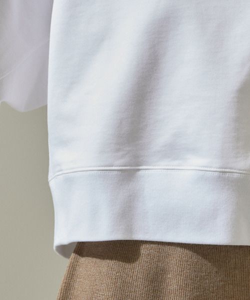 SALON adam et rope'（サロン アダム エ ロペ）の「クロップドハーフスリーブスウェットTシャツ【洗える】（Tシャツ/カットソー・レディース・ホワイト/ブラック・FREE）」の9枚目の写真