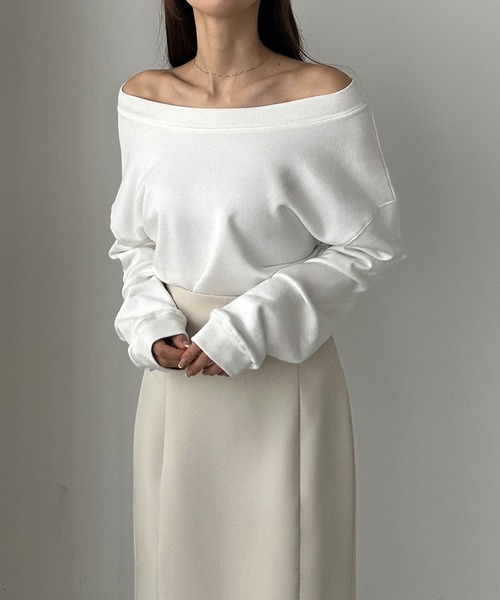 トレーナー スウェット 2way off shoulder sweat shirt / 2way オフショルダースウェットシャツ レディース 2wayオフショルダースウェット（スウェット）｜Louere（ルエレ