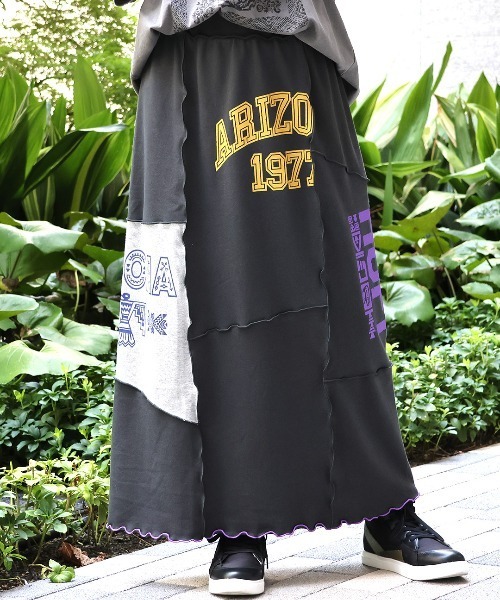 チチカカ（チチカカ）の「リメイク風プリントスウェットスカート（スカート・レディース・チャコールグレー/トップグレー・FREE）」の2枚目の写真