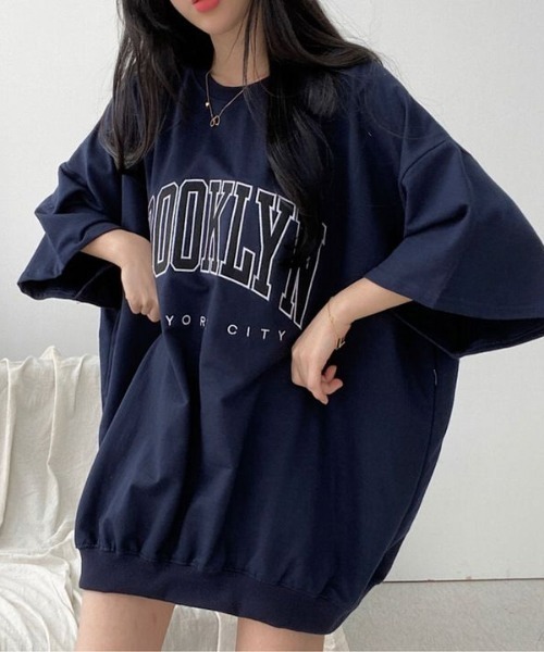 LAC-VERT(ラック・ヴェール)の「BROOKLYN オーバープリントTシャツ(Tシャツ/カットソー・レディース・ホワイト/オートミール/その他1/ネイビー/グレー/ブラック・FREE)」の5枚目の写真