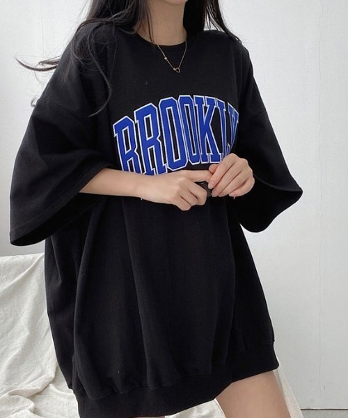 LAC-VERT(ラック・ヴェール)の「BROOKLYN オーバープリントTシャツ(Tシャツ/カットソー・レディース・ホワイト/オートミール/その他1/ネイビー/グレー/ブラック・FREE)」の3枚目の写真