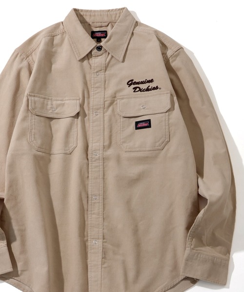 Dickies（ディッキーズ）の「【GENUINE DICKIES/ジェニュインディッキーズ】ワンポイント コーデュロイ ロングスリーブシャツ（シャツ/ブラウス・メンズ・ブラック/ベージュ/チャコールグレー/ダークブラウン・LL/L/M）」の4枚目の写真