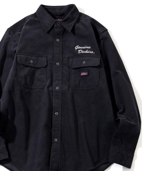 Dickies（ディッキーズ）の「【GENUINE DICKIES/ジェニュインディッキーズ】ワンポイント コーデュロイ ロングスリーブシャツ（シャツ/ブラウス・メンズ・ブラック/ベージュ/チャコールグレー/ダークブラウン・LL/L/M）」の2枚目の写真