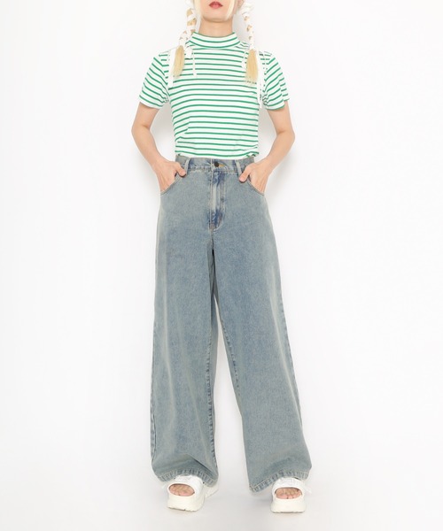 PUNYUS（プニュズ）の「バックポケット刺繍デニムバギーパンツ（デニムパンツ・レディース・ブルー系その他・1/2/3/4）」の2枚目の写真