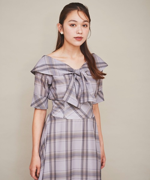 i+mu チェック柄 変形ワンピース 青系 ゆったり 40サイズ センソユニコ i+mu チェック柄 変形ワンピース 青系 ゆったり 40サイズ