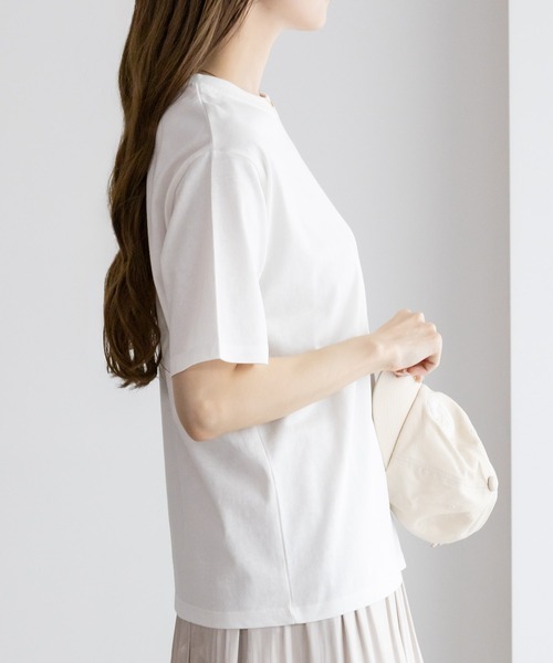 NAVY(ネイビー)の「【抗菌加工】NAVY ベーシッククルーTシャツ(Tシャツ/カットソー・レディース・ブラック/オフホワイト/チャコールグレー・M/L)」の6枚目の写真