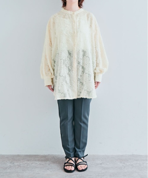 kirakiraShop(キラキラショップ)の「ジャガード フリンジ 長袖 シアー シャツ(シャツ/ブラウス・レディース・ブラック/アイボリー/ピンク系その他/グレー・FREE)」の18枚目の写真