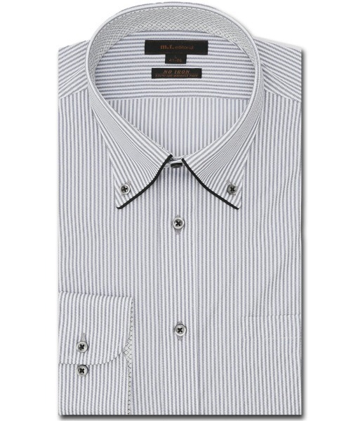 m.f.エディトリアル メンズ ノーアイロンストレッチ吸水速乾 ボタンダウン ビジネスドレス長袖ニットシャツ（ビジネスシャツ）｜m.f.editorial（エムエフエディトリアル）