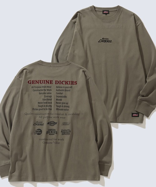 Dickies(ディッキーズ)の「【GENUINE DICKIES/ジェニュインディッキーズ】 バックロゴプリント ロングスリーブ ビッグシルエットTシャツ(Tシャツ/カットソー・メンズ・カーキ/ブラック/アッシュグレー/ホワイト・M/L/LL)」の4枚目の写真