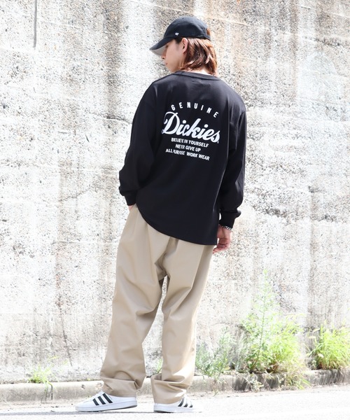 Dickies（ディッキーズ）の「【GENUINE DICKIES/ジェニュインディッキーズ】 バックロゴプリント ロングスリーブ ビッグシルエットTシャツ（Tシャツ/カットソー・メンズ・カーキ/ブラック/アッシュグレー/ホワイト・M/L/LL）」の21枚目の写真