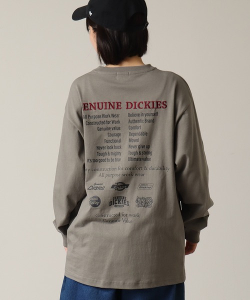 Dickies（ディッキーズ）の「【GENUINE DICKIES/ジェニュインディッキーズ】 バックロゴプリント ロングスリーブ ビッグシルエットTシャツ（Tシャツ/カットソー・メンズ・カーキ/ブラック/アッシュグレー/ホワイト・M/L/LL）」の6枚目の写真