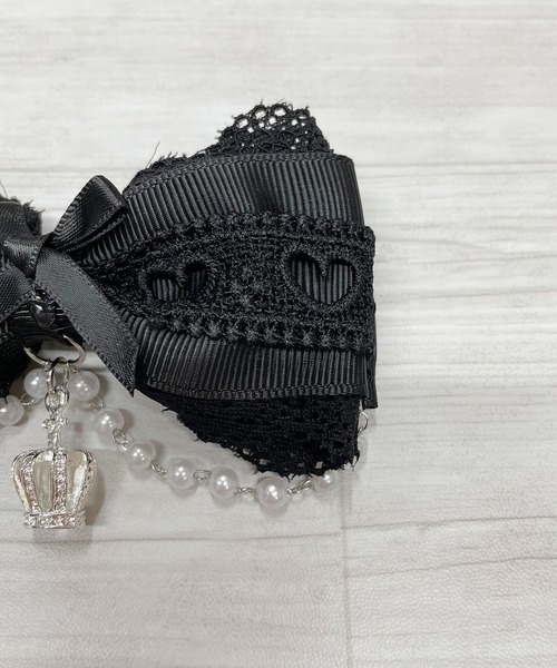 MA*RS（アメーバーマーズ）の「クラウン×ハートレースりぼんクリップ　2個SET（バレッタ/ヘアクリップ・レディース・ブラック/ホワイト/ピンク・FREE）」の13枚目の写真