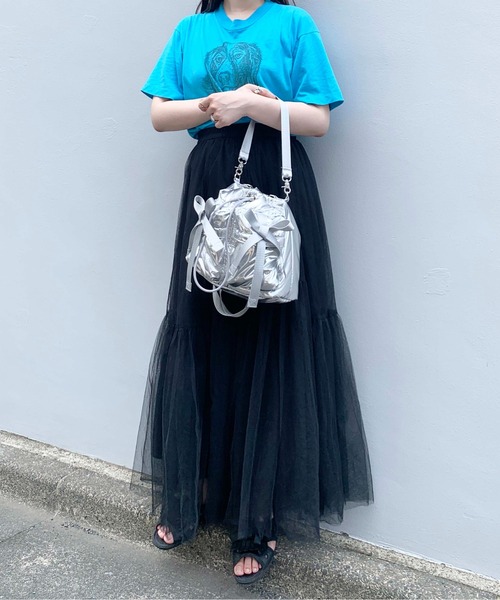 Casselini(キャセリーニ)の「Casselini(キャセリーニ)リボン巾着ショルダー(ショルダーバッグ・レディース・ブラック/レッド/シルバー・FREE)」の17枚目の写真