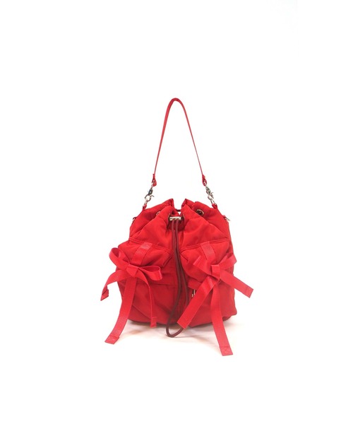 Casselini(キャセリーニ)の「Casselini(キャセリーニ)リボン巾着ショルダー(ショルダーバッグ・レディース・ブラック/レッド/シルバー・FREE)」の11枚目の写真