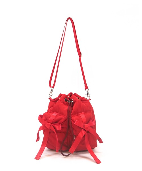 Casselini(キャセリーニ)の「Casselini(キャセリーニ)リボン巾着ショルダー(ショルダーバッグ・レディース・ブラック/レッド/シルバー・FREE)」の15枚目の写真