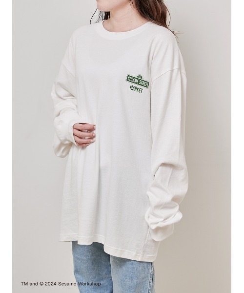 【新品未使用】ドーナツベアワンポイントTシャツ & 総柄ロングパンツ クリーム UNISEX】カフェドーナツメニュー ロングTシャツ（Tシャツ