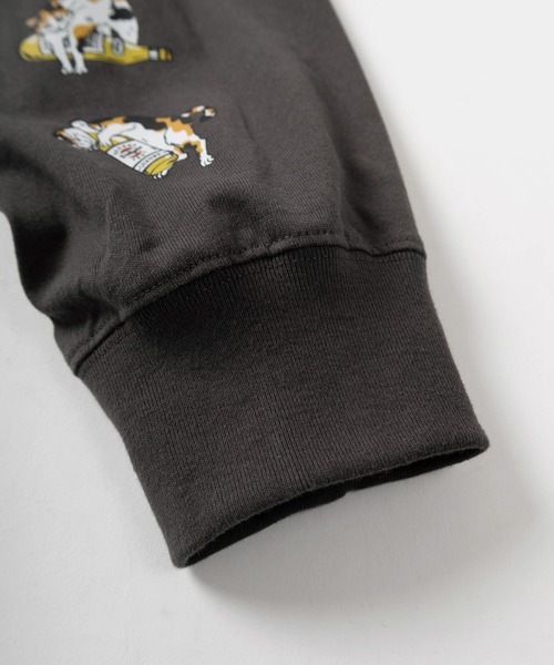 POWER TO THE PEOPLE（パワートゥーザピープル）の「【Power To The People/パワー・トゥ・ザ・ピープル】「GHOSTS/CATS」 ワンポイントロゴ刺繍＆レトロイラスト 袖プリントデザイン ロングスリーブTシャツ/ロンT（Tシャツ/カットソー・メンズ・オフホワイト/ブラック/ライム/ホワイト/ダークグレー/ラベンダー・XL/L/M）」の15枚目の写真