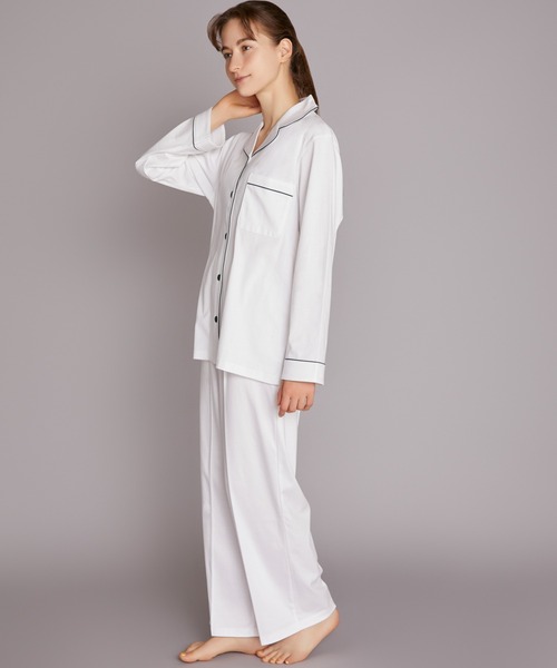 une nana cool（ウンナナクール）の「【綿100％】シルケットスムースパジャマ（ルームウェア/パジャマ・レディース・ホワイト/ブラック・L/M）」の3枚目の写真