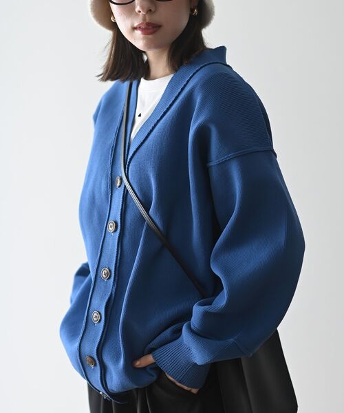 rps(アールピーエス)の「ダンボールニットワイドカーディガン(カーディガン/ボレロ・レディース・ブラック/アイボリー/グリーン/ブルー・フリー)」の4枚目の写真