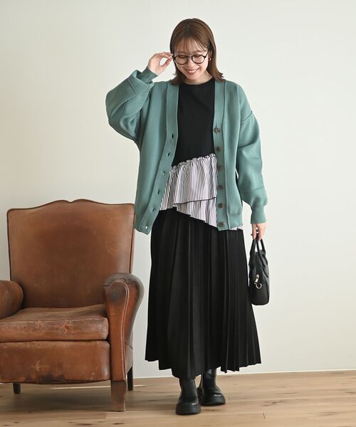 rps(アールピーエス)の「ダンボールニットワイドカーディガン(カーディガン/ボレロ・レディース・ブラック/アイボリー/グリーン/ブルー・フリー)」の21枚目の写真