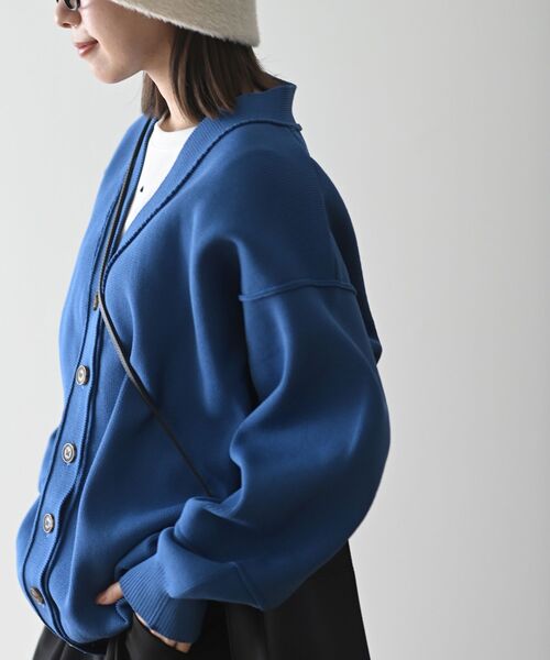 rps(アールピーエス)の「ダンボールニットワイドカーディガン(カーディガン/ボレロ・レディース・ブラック/アイボリー/グリーン/ブルー・フリー)」の11枚目の写真