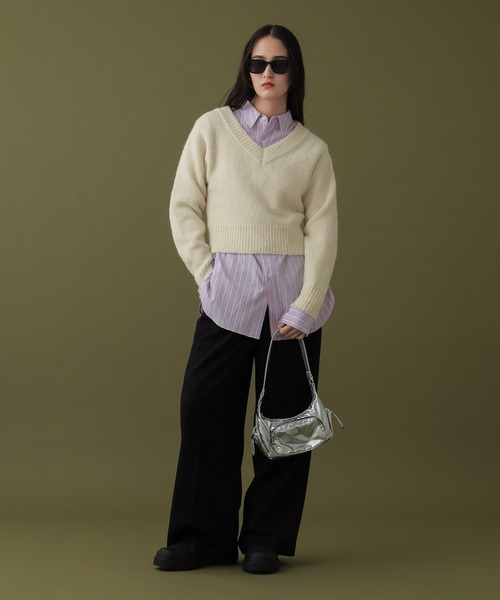 【セール】クロップドVネックセーター（ニット/セーター）｜DISPATCHER NO.8（ディスパッチャーナンバーエイト）