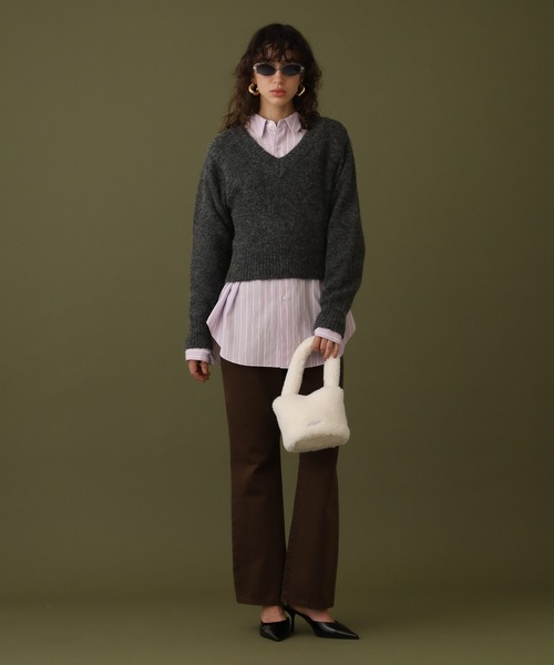 【セール】クロップドVネックセーター（ニット/セーター）｜DISPATCHER NO.8（ディスパッチャーナンバーエイト）