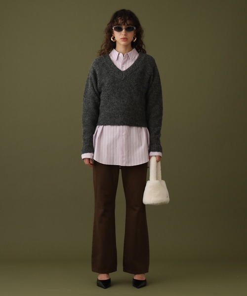 【セール】クロップドVネックセーター（ニット/セーター）｜DISPATCHER NO.8（ディスパッチャーナンバーエイト）