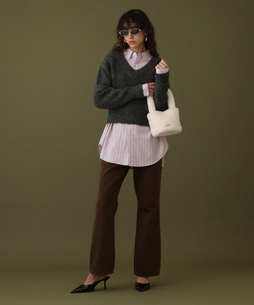 【セール】クロップドVネックセーター（ニット/セーター）｜DISPATCHER NO.8（ディスパッチャーナンバーエイト）