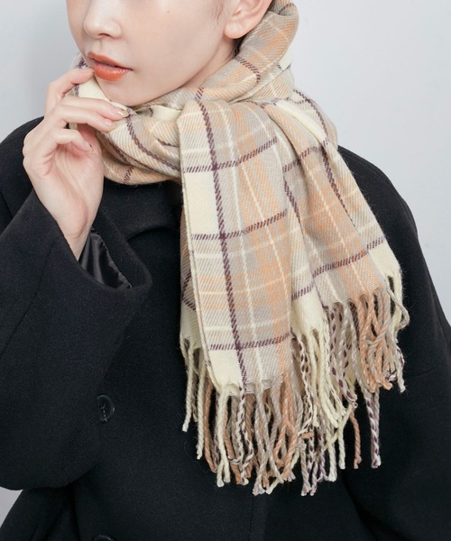 ROPE' PICNIC（ロペピクニック）の「【Peter MacArthur/ピーターマッカーサー】ウール混チェックストール（ストール/ショール・レディース・クリーム/キナリ/ブラウン・FREE）」の6枚目の写真