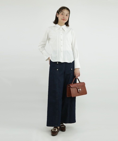 an another angelus（アンアナザーアンジェラス）の「ロングポイントカラーシャツ/ananotherangelus（シャツ/ブラウス・レディース・オフホワイト/ライトブルー・FREE）」の17枚目の写真