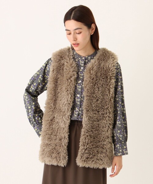 Afternoon Tea（アフタヌーンティー）の「フェイクファーベスト（ベスト・レディース・グレー/ベージュ・MEDIUM）」の2枚目の写真