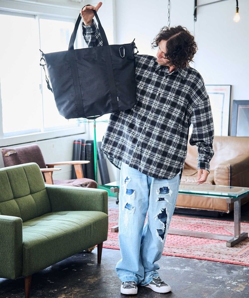 ADAM PATEK(アダムパテック)の「ADAMPATEK/firm polyester tote bag/ポリエステルビッグトートバッグ(AP2429025)(トートバッグ・レディース・カーキ/ブラック・FREE)」の13枚目の写真