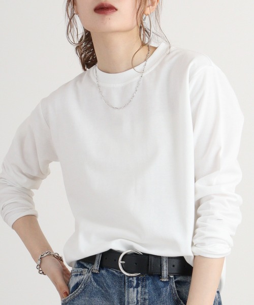 FUNALIVE(ファンアライブ)の「ユニセックス 天竺 裏起毛 無地 ロンT(Tシャツ/カットソー・メンズ・ブラック/グレー/ボルドー/アイボリー/チャコールグレー/アイボリー系・L/LL/M)」の2枚目の写真