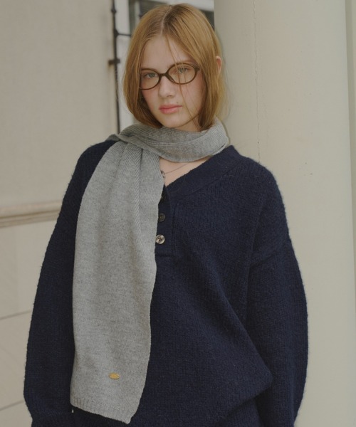 【未使用品】MUFFLER, WOOL-KNIT NAVY WEB・一部店舗限定】【ウォッシャブル】アラベスクニット