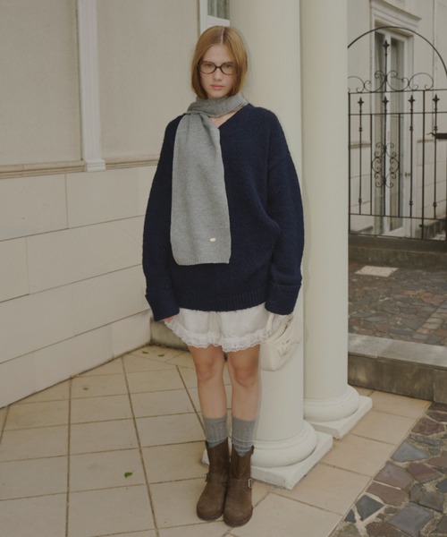long knit charm muffler / ロングニットチャームマフラー