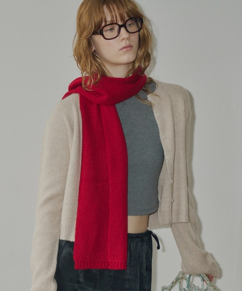 GIUNON（ジウノン）の「long knit charm muffler / ロングニットチャームマフラー（マフラー・レディース・グレー/ブルー/レッド/イエロー・FREE）」の20枚目の写真