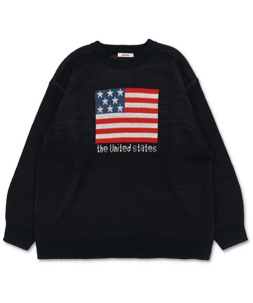 SPINNS（スピンズ）の「WORLD国旗ビッグジャガードニット（ニット/セーター・レディース・キナリ/杢グレー/バーガンディー/ネイビー・ONESIZE）」の6枚目の写真