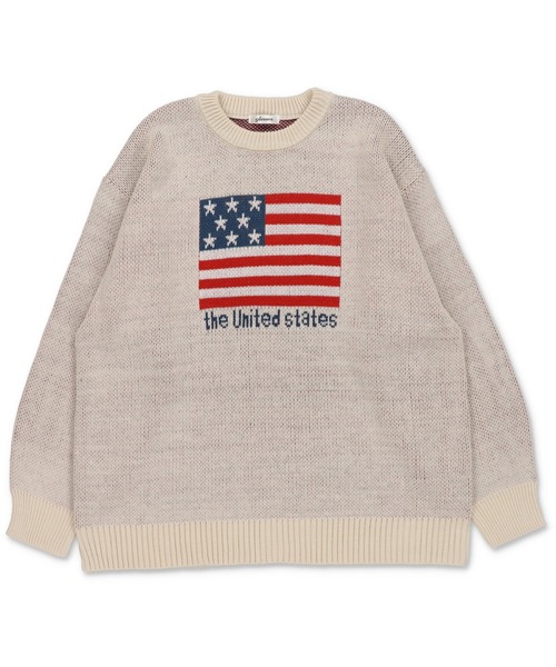 SPINNS（スピンズ）の「WORLD国旗ビッグジャガードニット（ニット/セーター・レディース・キナリ/杢グレー/バーガンディー/ネイビー・ONESIZE）」の7枚目の写真